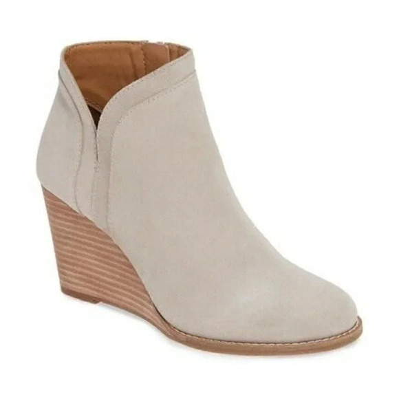 Lucky Brand Gray Yimina Wedge Booties New! - Picture 1 of 6